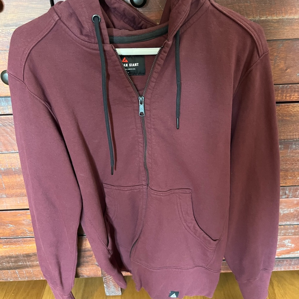 American Giant Men's Burgundy Zip-Up Sweater